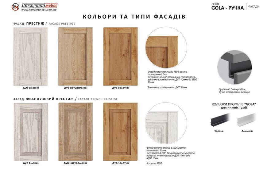 Кухня "Gola ручка" 4,2м з фасадами "Атланта" 423441 фото