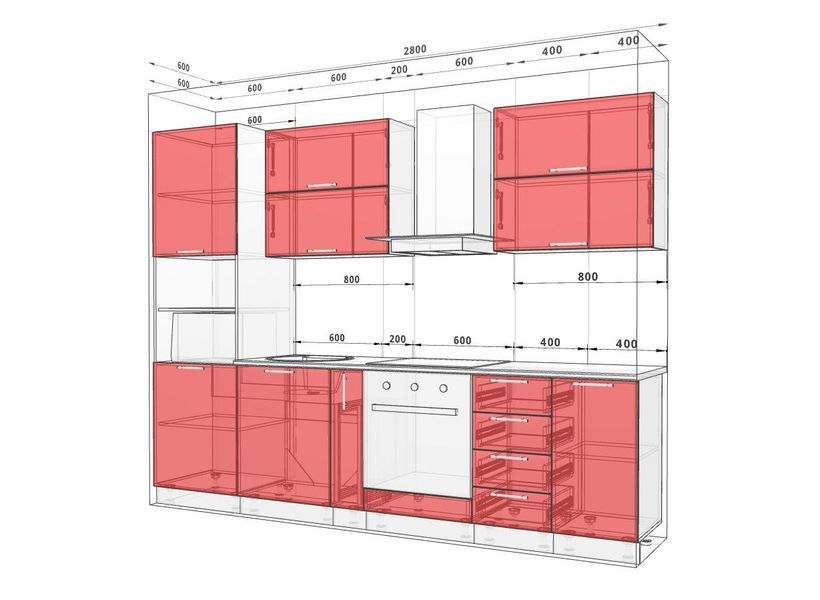 Кухня "Хай-тек з кольоровим друком" 2,8м 129494 фото