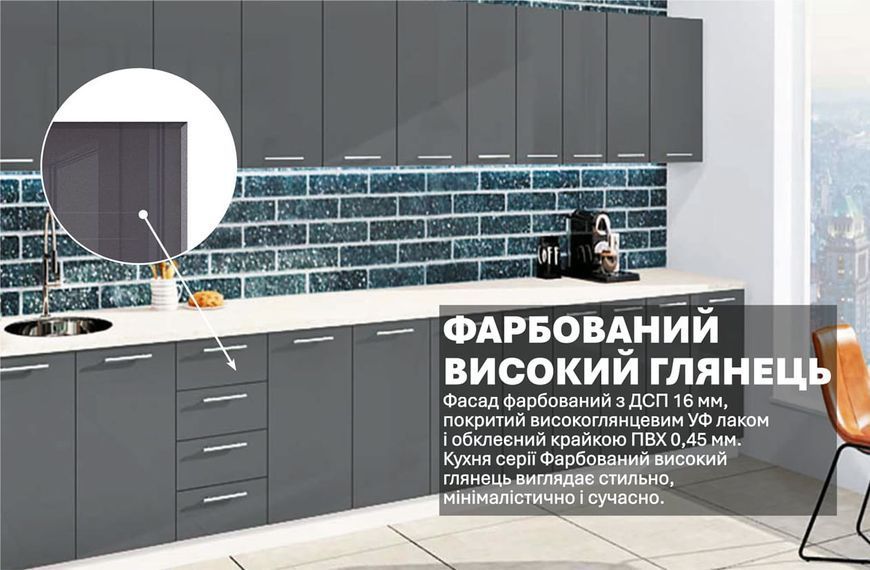 Кухня "Фарбований високий глянець" 4,0 м 411912 фото